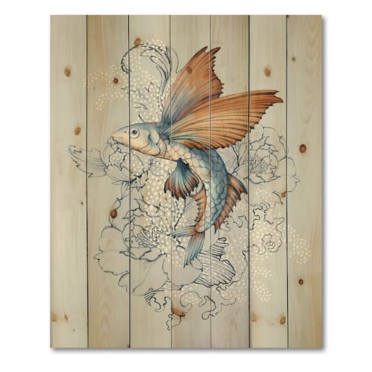 Designart - Flying Fish On Peonies